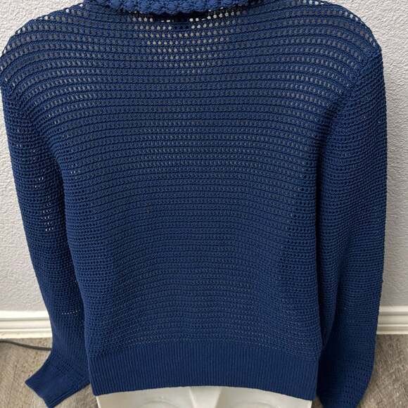 Ann Taylor Crochet Cardigan in Navy Blue- Size M - Picture 3 of 4